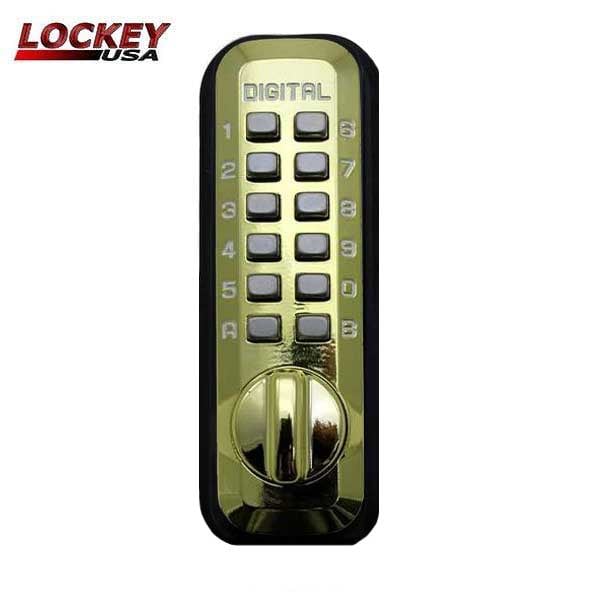 Lockey: M220 - Narrow-Stile Mechanical Keypad Keyless Bolt - Surface Mount - Antique Brass